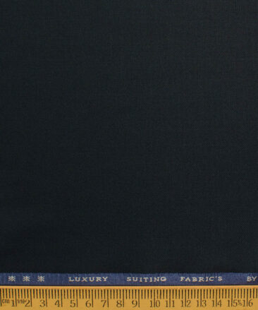 Canetti by Cadini Italy Men's Polyester Viscose  Solids 3.75 Meter Unstitched Suiting Fabric (Dark Blue)