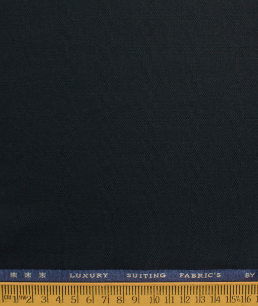 Canetti by Cadini Italy Men's Polyester Viscose  Solids 3.75 Meter Unstitched Suiting Fabric (Dark Blue)