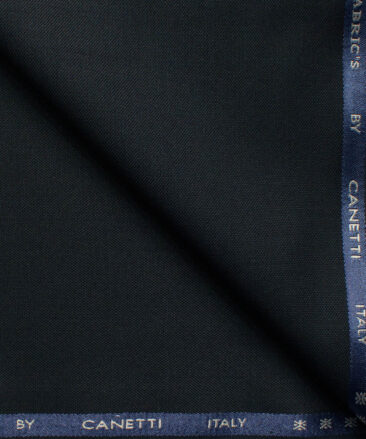 Canetti by Cadini Italy Men's Polyester Viscose  Solids 3.75 Meter Unstitched Suiting Fabric (Dark Blue)