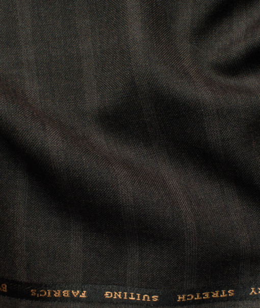 Canetti by Cadini Italy Men's Polyester Viscose  Checks 3.75 Meter Unstitched Suiting Fabric (Dark Brown)