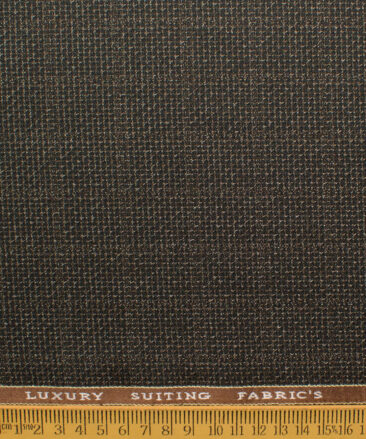 Canetti by Cadini Italy Men's Polyester Viscose  Checks 3.75 Meter Unstitched Suiting Fabric (Dark Brown)