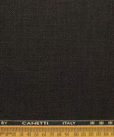 Canetti by Cadini Italy Men's Polyester Viscose  Structured 3.75 Meter Unstitched Suiting Fabric (Dark Brown)