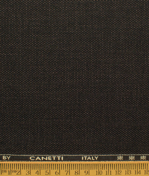 Canetti by Cadini Italy Men's Polyester Viscose  Structured 3.75 Meter Unstitched Suiting Fabric (Dark Brown)