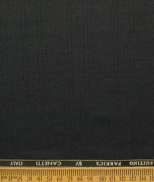 Canetti by Cadini Italy Men's Polyester Viscose  Checks 3.75 Meter Unstitched Suiting Fabric (Dark Grey)