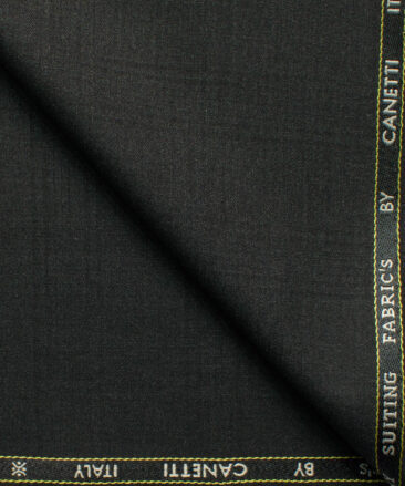 Canetti by Cadini Italy Men's Polyester Viscose  Checks 3.75 Meter Unstitched Suiting Fabric (Dark Grey)