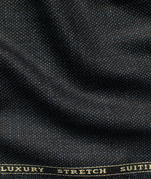 Canetti by Cadini Italy Men's Polyester Viscose  Structured 3.75 Meter Unstitched Suiting Fabric (Dark Grey)