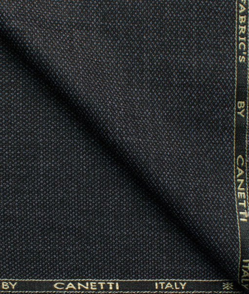 Canetti by Cadini Italy Men's Polyester Viscose  Structured 3.75 Meter Unstitched Suiting Fabric (Dark Grey)