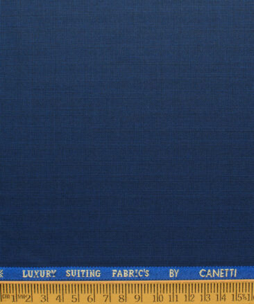 Canetti by Cadini Italy Men's Polyester Viscose  Checks 3.75 Meter Unstitched Suiting Fabric (Dark Royal Blue)