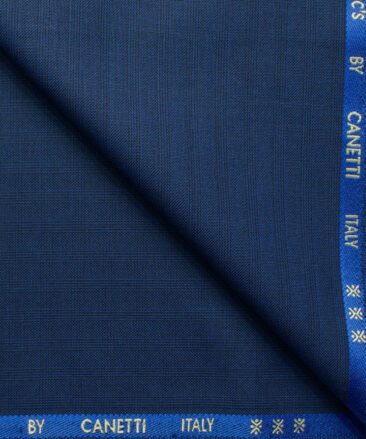 Canetti by Cadini Italy Men's Polyester Viscose  Checks 3.75 Meter Unstitched Suiting Fabric (Dark Royal Blue)