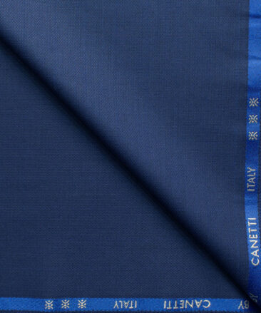 Canetti by Cadini Italy Men's Polyester Viscose  Structured 3.75 Meter Unstitched Suiting Fabric (Dark Royal Blue)