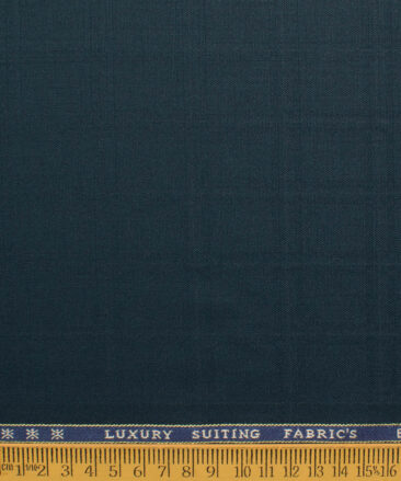 Canetti by Cadini Italy Men's Polyester Viscose  Checks 3.75 Meter Unstitched Suiting Fabric (Dark Sea Green)