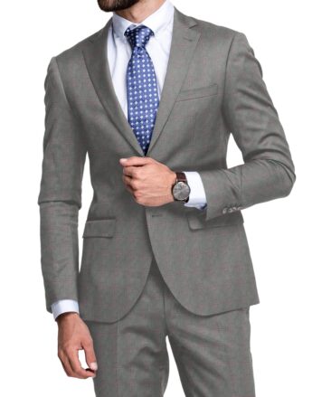 Canetti by Cadini Italy Men's Polyester Viscose  Checks 3.75 Meter Unstitched Suiting Fabric (Grey)