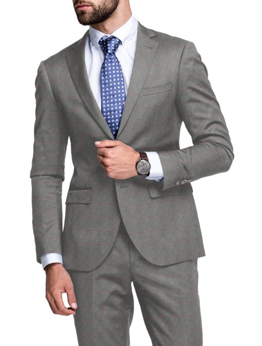 Canetti by Cadini Italy Men's Polyester Viscose  Checks 3.75 Meter Unstitched Suiting Fabric (Grey)