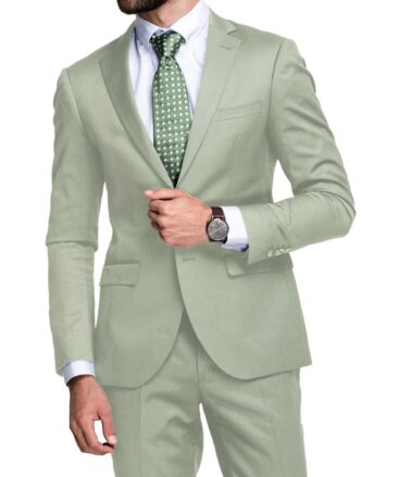 Canetti by Cadini Italy Men's Polyester Viscose  Structured 3.75 Meter Unstitched Suiting Fabric (Light Pistachious Green)