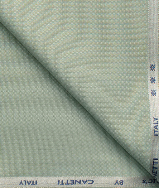 Canetti by Cadini Italy Men's Polyester Viscose  Structured 3.75 Meter Unstitched Suiting Fabric (Light Pistachious Green)