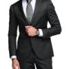 Canetti by Cadini Italy Men's Terry Rayon  Checks 3.75 Meter Unstitched Suiting Fabric (Dark Grey)