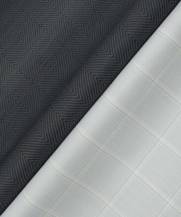 Combo of Unstitched Soktas Blackish Grey Cotton  and J.Hampstead Light Grey Polyester Viscose