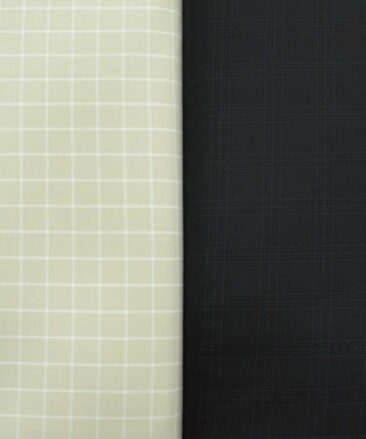 Combo of Unstitched Canetti Beige Cotton Shirt and Raymond Black Polyester Viscose Trouser Fabric