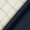 Combo of Unstitched Tessitura Monti Cream Cotton  and Raymond Dark Blue Polyester Viscose