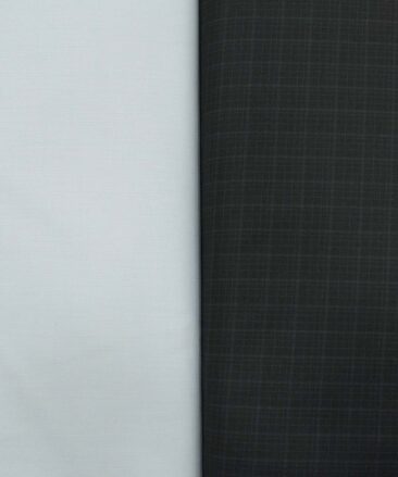 Combo of Unstitched Mafatlal Light Grey Poly Cotton Shirt Fabric and Raymond Blackish Grey Polyester Viscose Trouser Fabric