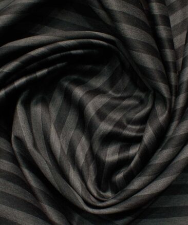 Donear Men's Terry Rayon  Striped 3.75 Meter Unstitched Suiting Fabric (Dark Grey)