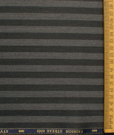 Donear Men's Terry Rayon  Striped  Unstitched Suiting Fabric (Dark Grey) - Image 5