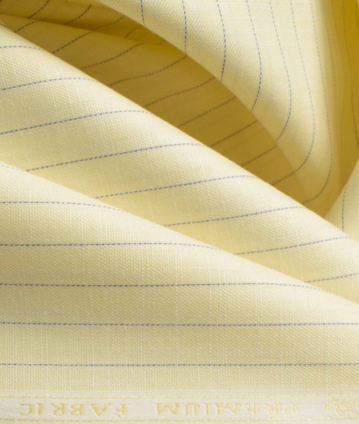 Mafatlal Men's Poly Cotton Striped 2.25 Meter Unstitched Shirting Fabric (Yellow)