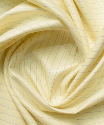 Mafatlal Men's Poly Cotton Striped 2.25 Meter Unstitched Shirting Fabric (Yellow)