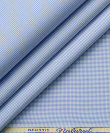 Nemesis Men's Bamboo Wrinkle Resistant Cotton Self Design 2.25 Meter Unstitched Shirting Fabric (Sky Blue)