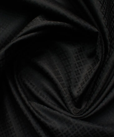 Nemesis Men's Bamboo Wrinkle Resistant Cotton Self Design 2.25 Meter Unstitched Shirting Fabric (Black)