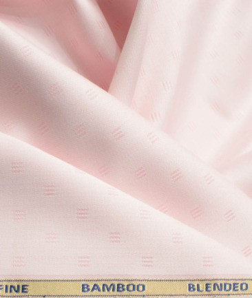 Siyaram's Men's Bamboo Wrinkle Resistant Self Design 2.25 Meter Unstitched Shirting Fabric (Pink)