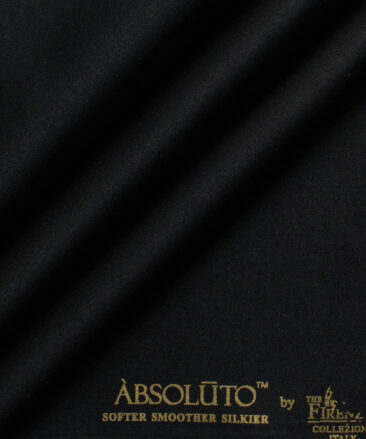 Absoluto Men's Terry Rayon  Solids  Unstitched Suiting Fabric (Black)