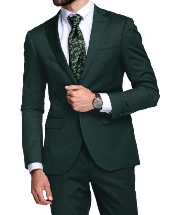 Absoluto Men's Terry Rayon  Structured  Unstitched Suiting Fabric (Dark Pine Green)