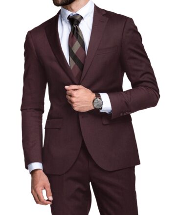 Absoluto Men's Terry Rayon  Structured  Unstitched Suiting Fabric (Dark Wine)