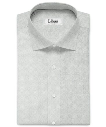 Cadini Men's Premium Cotton Printed  Unstitched Shirting Fabric (White & Grey)