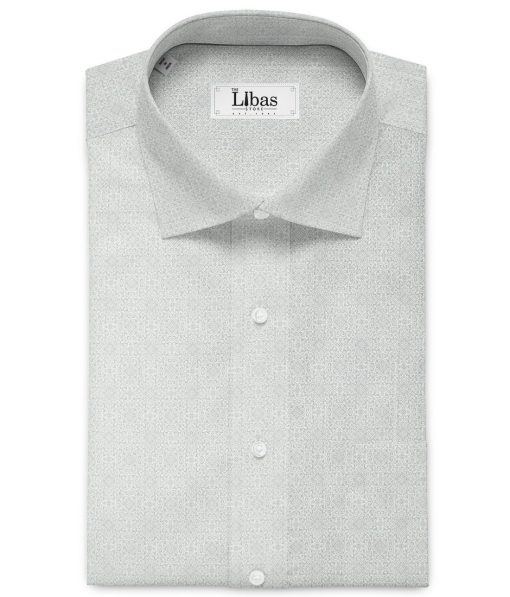 Cadini Men's Premium Cotton Printed  Unstitched Shirting Fabric (White & Grey)