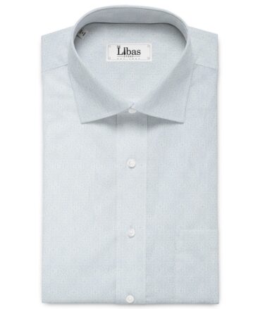 Cadini Men's Premium Cotton Printed  Unstitched Shirting Fabric (White & Sky Blue)