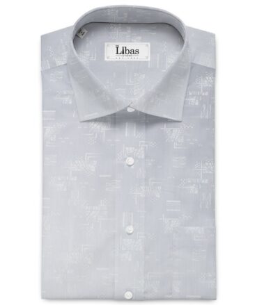 Canetti by Cadini Italy Men's Premium Cotton Printed  Unstitched Shirting Fabric (Light Grey)