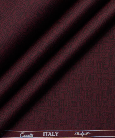 Canetti by Cadini Italy Men's Premium Cotton Printed  Unstitched Shirting Fabric (Maroon Red)