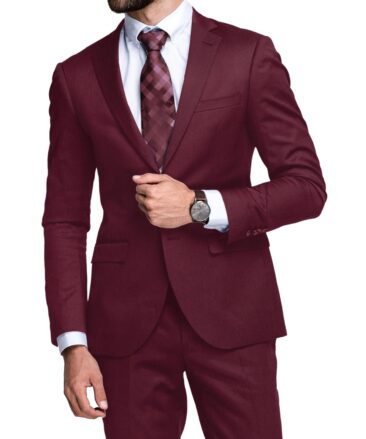 Canetti by Cadini Italy Men's Terry Rayon  Solids  Unstitched Suiting Fabric (Jam Red)