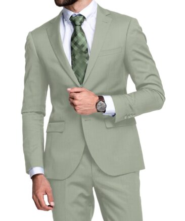 Canetti by Cadini Italy Men's Terry Rayon  Striped  Unstitched Suiting Fabric (Pistachios Green)