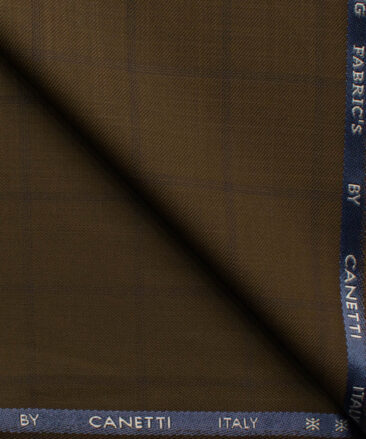 Canetti by Cadini Italy Men's Terry Rayon  Checks  Unstitched Suiting Fabric (Sepia Brown)