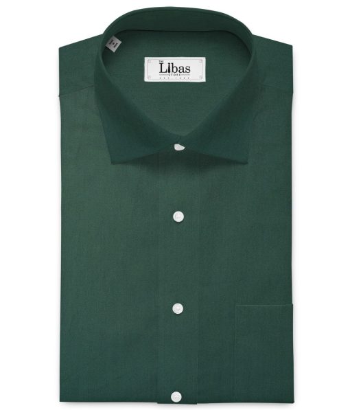 Donear Men's Superfine Cotton Solids  Unstitched Shirting Fabric (Pine Green)