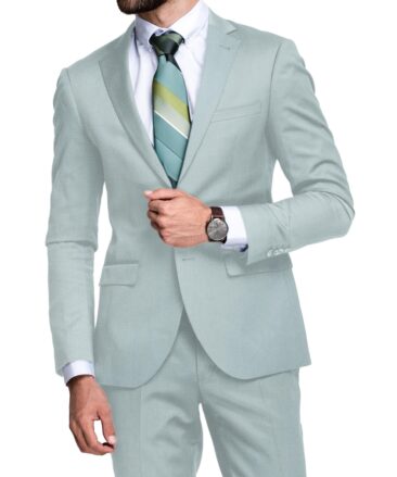 Italian Channel Men's Terry Rayon  Structured  Unstitched Suiting Fabric (Mint Green)