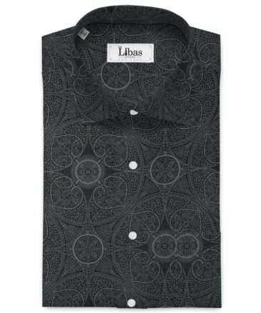 J.Hampstead Men's Premium Cotton Printed  Unstitched Shirting Fabric (Black)