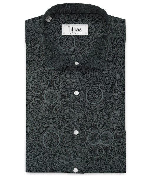 J.Hampstead Men's Premium Cotton Printed  Unstitched Shirting Fabric (Black)