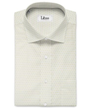 J.Hampstead Men's Premium Cotton Printed  Unstitched Shirting Fabric (White & Beige)