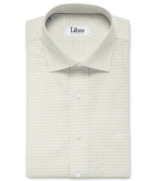 J.Hampstead Men's Premium Cotton Printed  Unstitched Shirting Fabric (White & Beige)