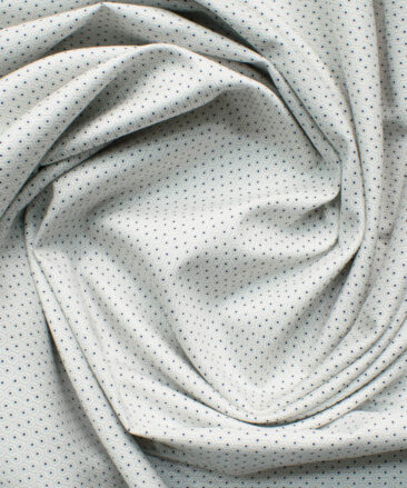 J.Hampstead Men's Premium Cotton Printed  Unstitched Shirting Fabric (White & Grey)