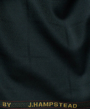 J.Hampstead Men's Terry Rayon  Checks  Unstitched Suiting Fabric (Dark Sea Green)